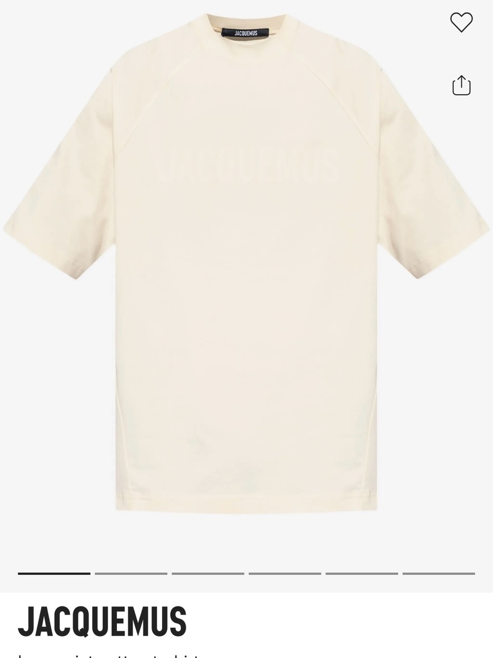 Jacquemus Cream Short Sleeve Tee with Raised Logo